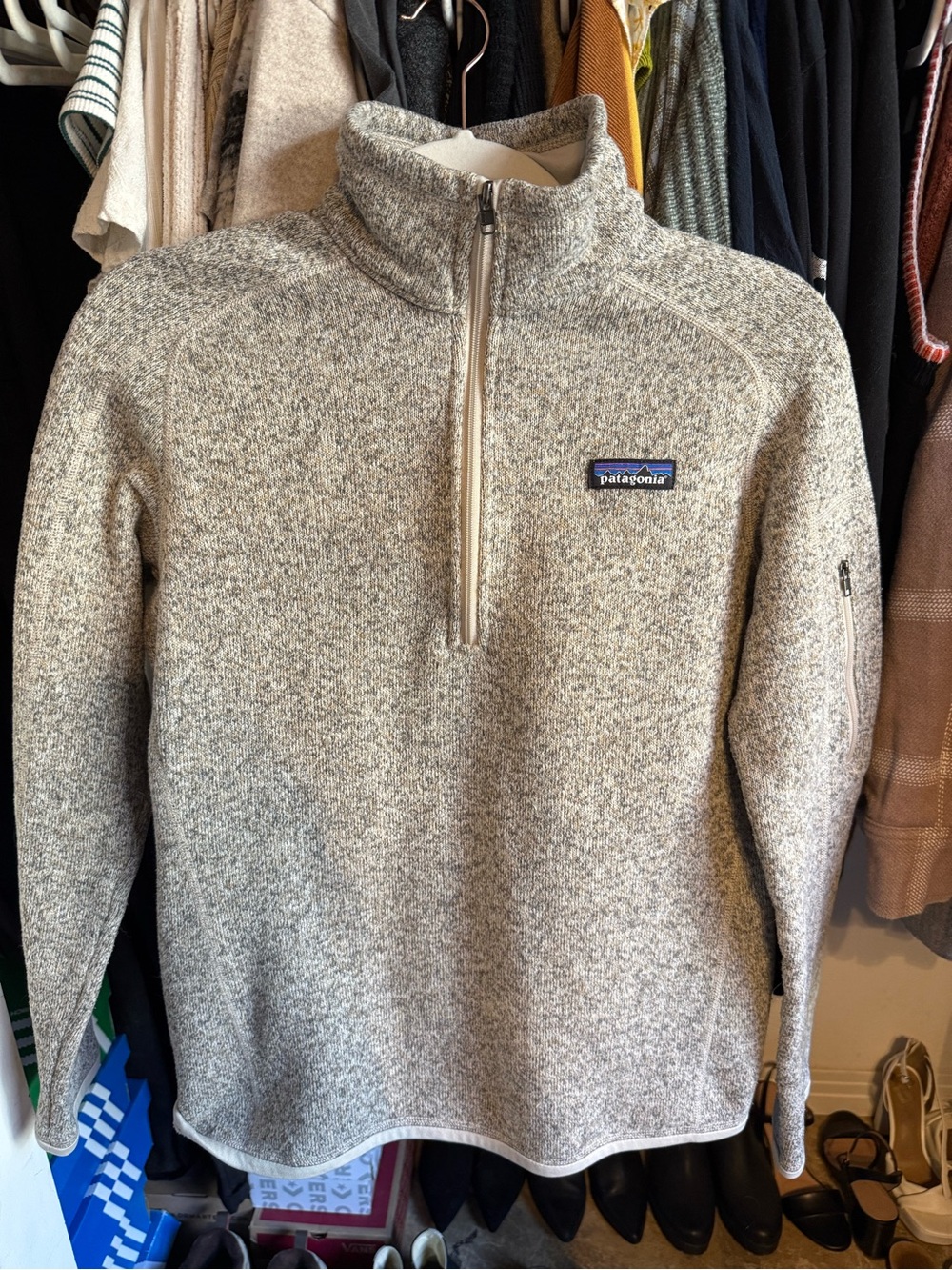 Patagonia Women’s Better Sweater 1/4 Zip Fleece Pelican/Oatmeal - Picture 4 of 6